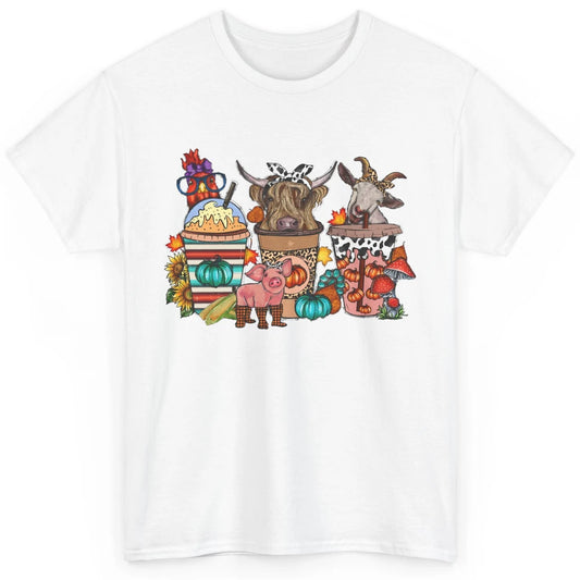 Pumpkin Spice Farm Animals Leopard Highland Cow Western Fall Classic Unisex T-Shirt