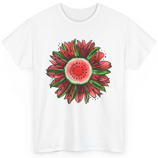 Watermelon Sunflower Summer Peace Love Watermelon Lover Gift Classic Unisex T-Shirt
