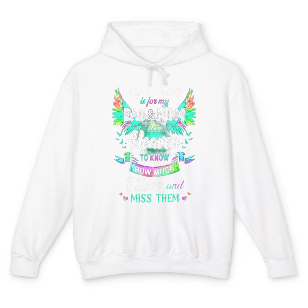 My Mom And Dad In Heaven Angel Wings Mother Memories Forever Unisex Lightweight Hoodie