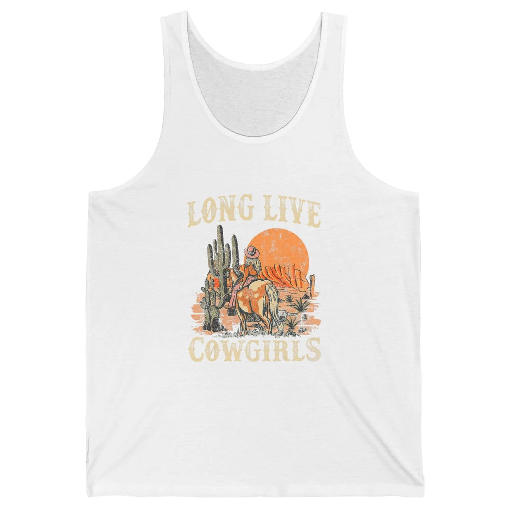 Retro Long Live Howdy Rodeo Western Desert Cowgirl Horseback Unisex Jersey Tank