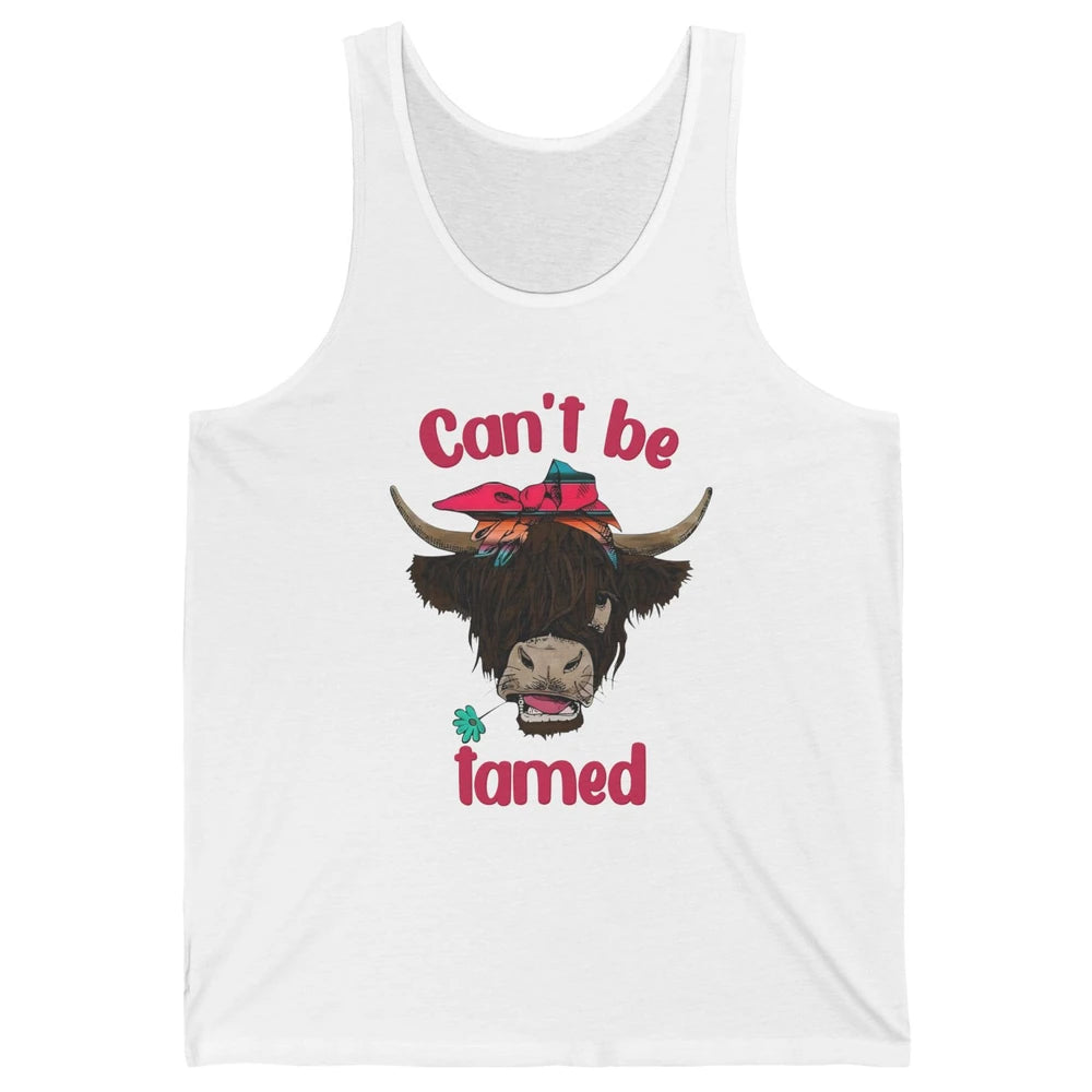 Retro Highland Cow Bandana Can't Be Tamed Western Farm Unisex Jersey Tank