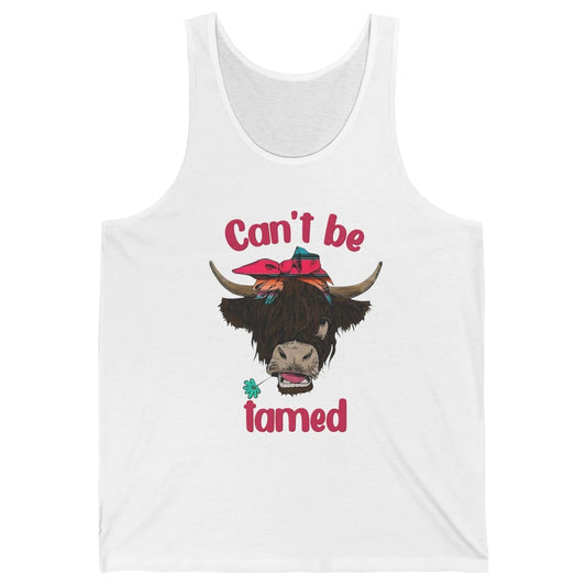 Retro Highland Cow Bandana Can't Be Tamed Western Farm Unisex Jersey Tank
