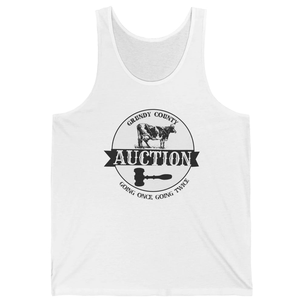 Retro Cow Cattle Grundy County Auction Western Country Farm Unisex Jersey Tank
