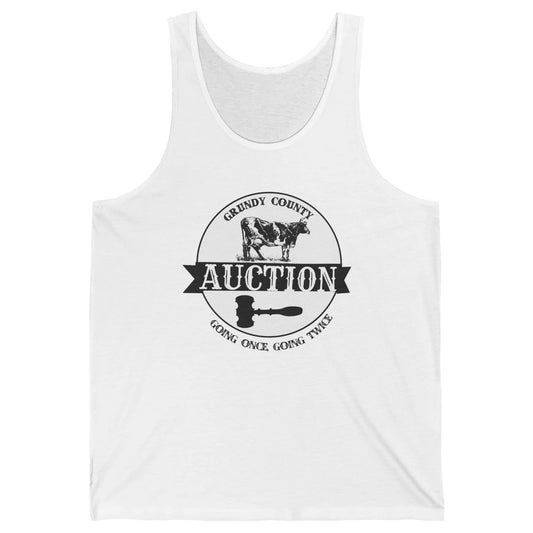 Retro Cow Cattle Grundy County Auction Western Country Farm Unisex Jersey Tank