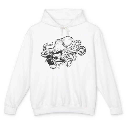 Retro Octopus Electric Guitar Octopus Guitarist Musician Unisex Lightweight Hoodie