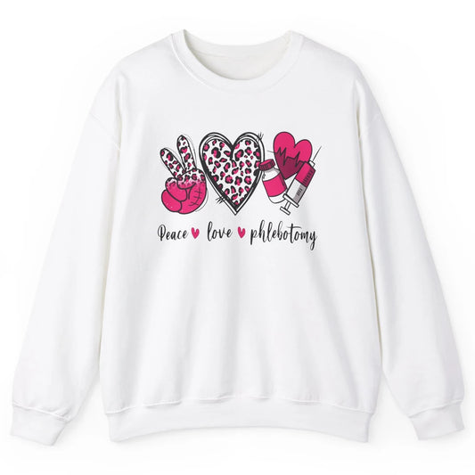 Phlebotomist Life Peace Love Phlebotomy Leopard Western Phle Unisex Crewneck Sweatshirt