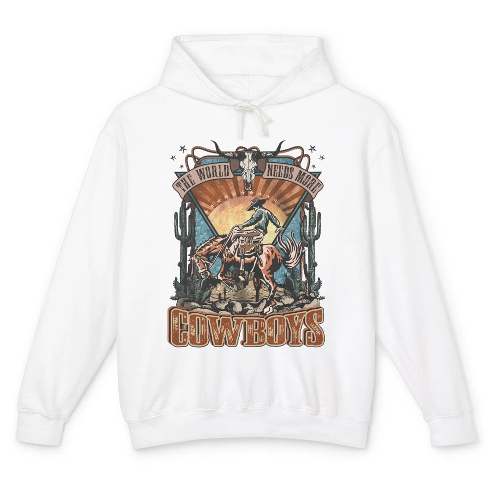 Retro Desert Cowboy Horsing World Needs More Cowboy Western Unisex Lightweight Hoodie
