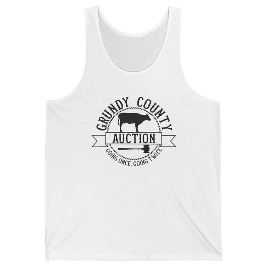 Retro Cow Cattle Grundy County Auction Western Country Farm Unisex Jersey Tank
