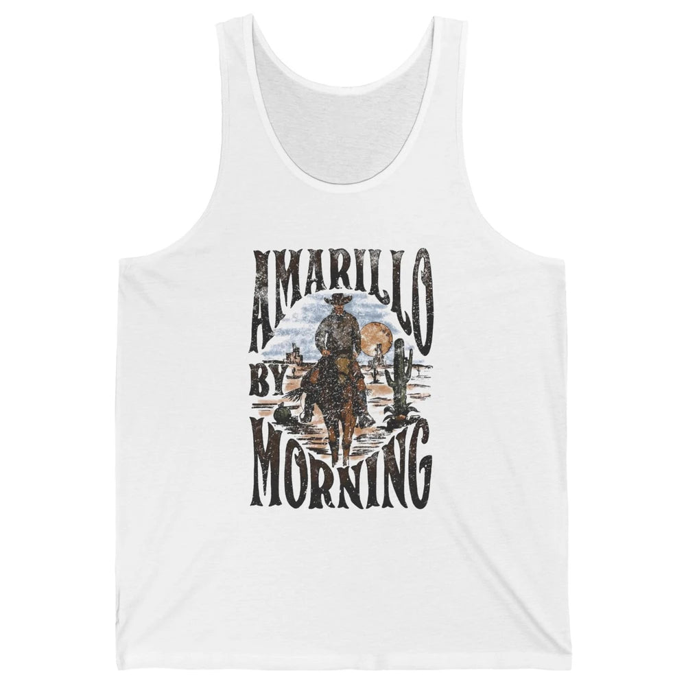 Retro Cowboy Riding Horse Desert Amarillo By Morning Western Unisex Jersey Tank