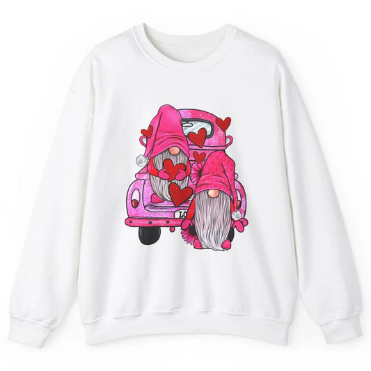 Pink Gnomes Truck Valentines Loads Of Love Western Valentine Unisex Crewneck Sweatshirt