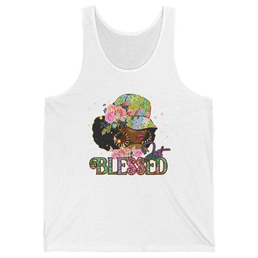 Floral Afro Black Girl Just Blessed Christian Afro American Unisex Jersey Tank