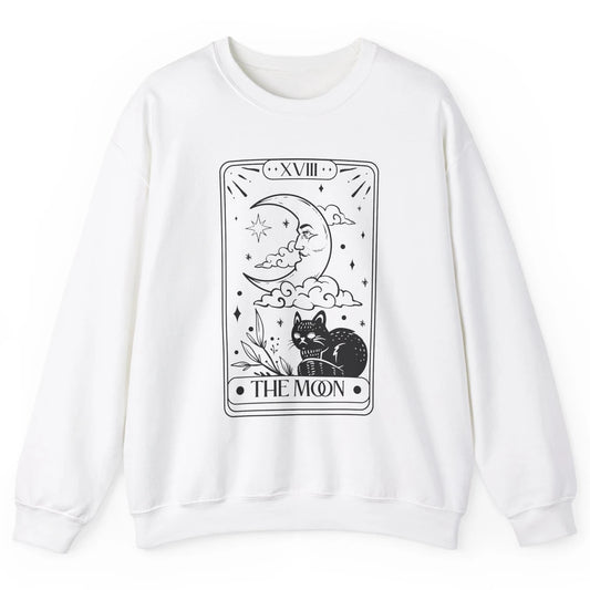 Retro Halloween Cat Witch The Moon Tarot Card Witchcraft Unisex Crewneck Sweatshirt