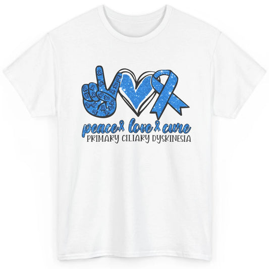 Primary Ciliary Dyskinesia Peace Love Cure Blue Ribbon Classic Unisex T-Shirt