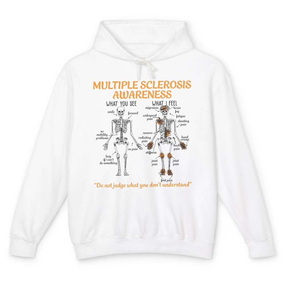 Multiple Sclerosis Awareness Skeleton What You See I Feel Unisex Lightweight Hoodie