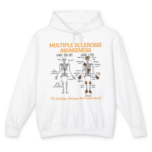 Multiple Sclerosis Awareness Skeleton What You See I Feel Unisex Lightweight Hoodie