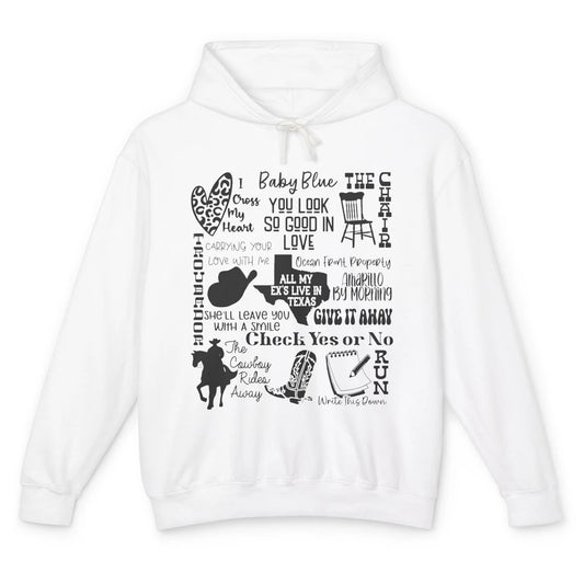 Retro Cowboy Boots Hat Texas Map Western Country Music Unisex Lightweight Hoodie
