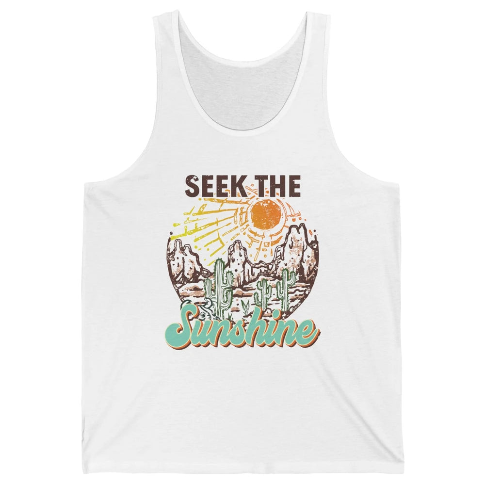 Retro Desert Cactus Seek The Sunshine Western Country Girls Unisex Jersey Tank