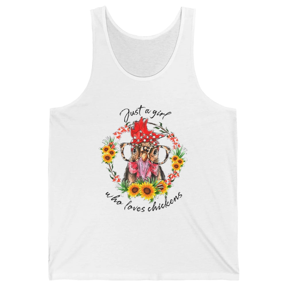 Retro Just Girl Loves Chickens Flower Chicken Farm Animal Unisex Jersey Tank