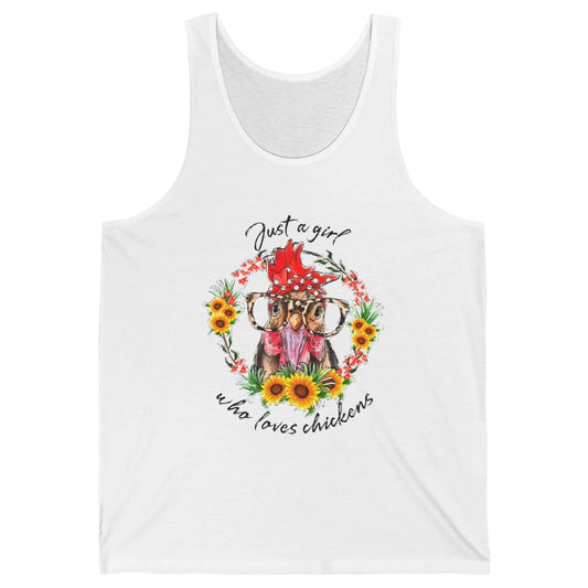Retro Just Girl Loves Chickens Flower Chicken Farm Animal Unisex Jersey Tank