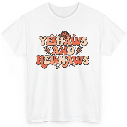 Retro Cowboy Leopard Yeehaws And Hell Naws Western Country Classic Unisex T-Shirt