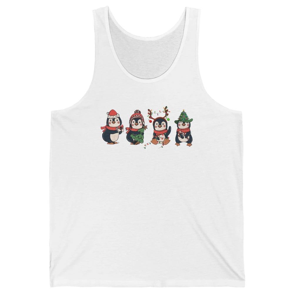 Penguin Merry Christmas Cute Penguin Xmas Lights Winter Unisex Jersey Tank