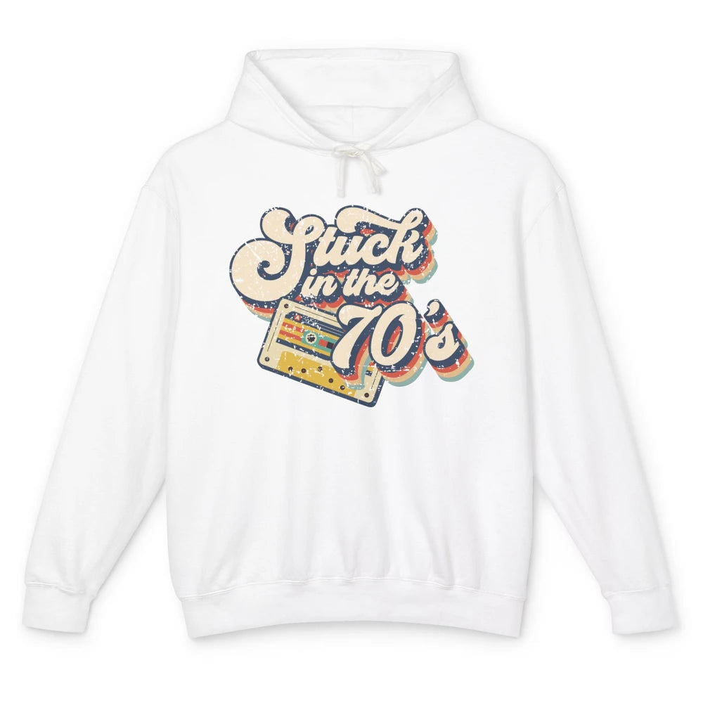 Retro Cassette Stuck In The 70s 1970s Born Birthday Day Gift Unisex Lightweight Hoodie
