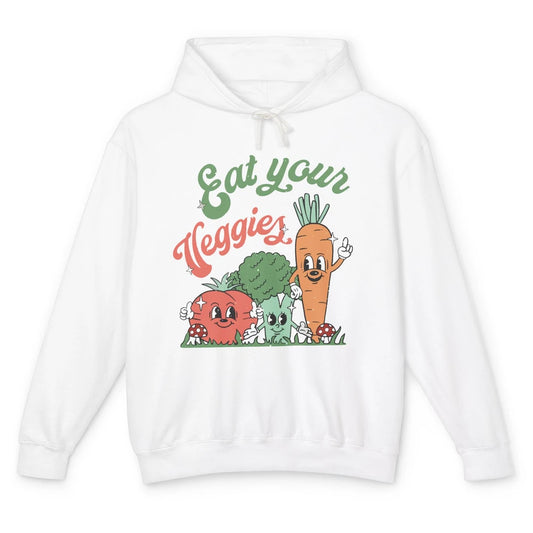 Retro Farm Fruit Eat Your Veggies Tomato Carrot Vegan Farmer Unisex Lightweight Hoodie