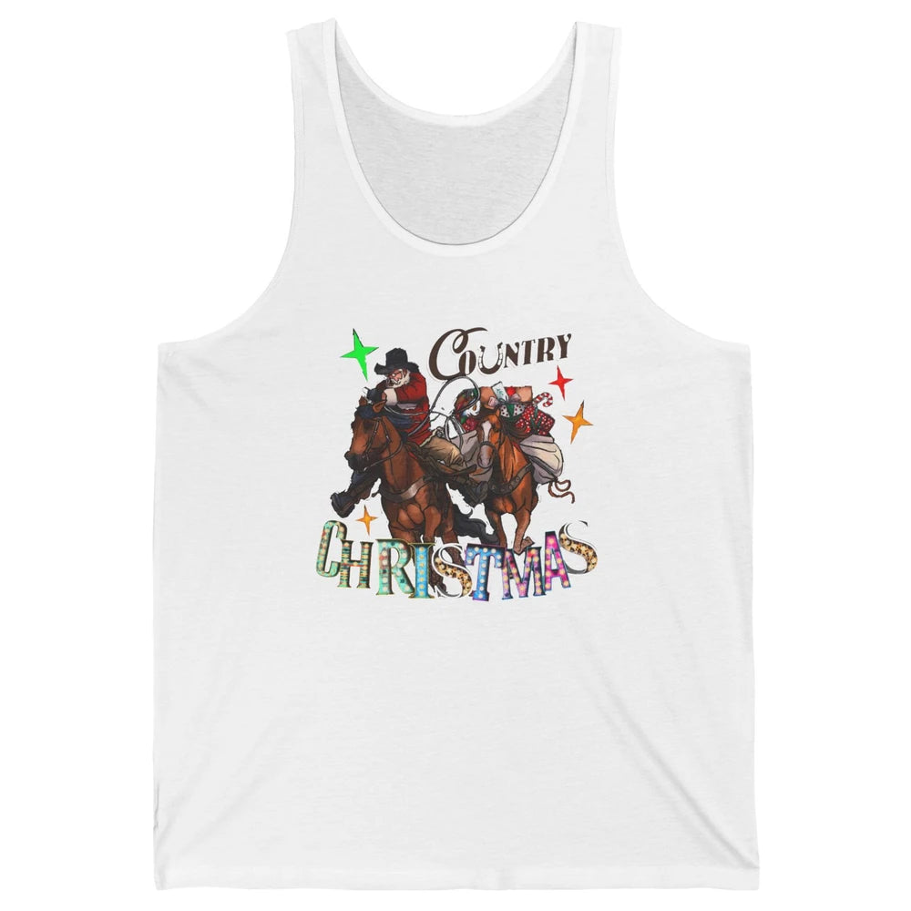 Santa Claus Country Christmas Y'all Western Country Cowboy Unisex Jersey Tank