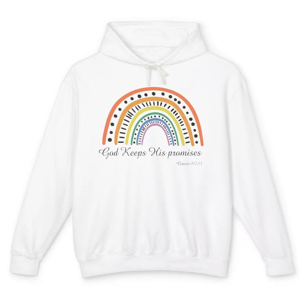 Retro Rainbow God Keeps His Promises Christian Religious Unisex Lightweight Hoodie