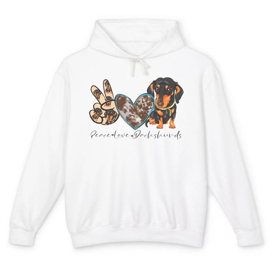 Peace Love Dachshund Dog Mom Dachshund Lovers Wiener Mom Unisex Lightweight Hoodie