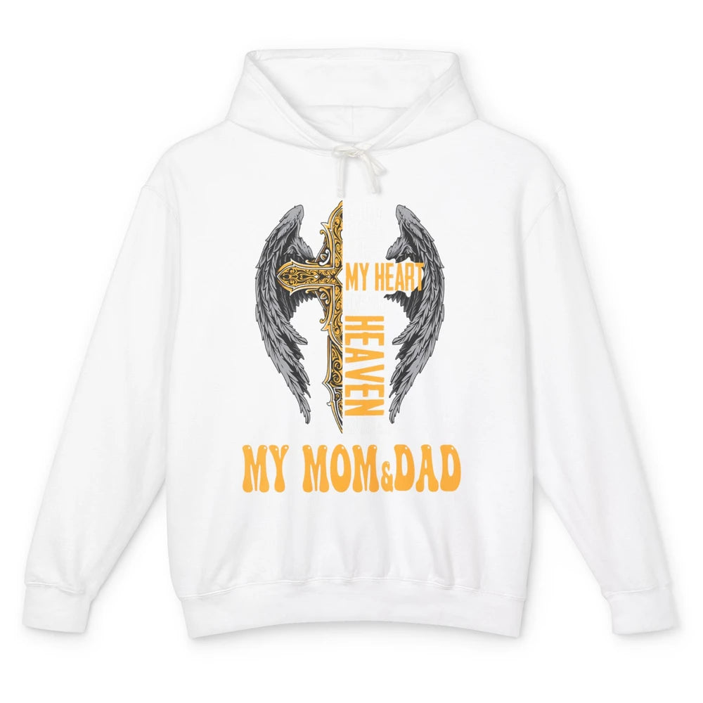 Parents Heaven Dad And Mom In Heaven Angel Cross Guardian Unisex Lightweight Hoodie