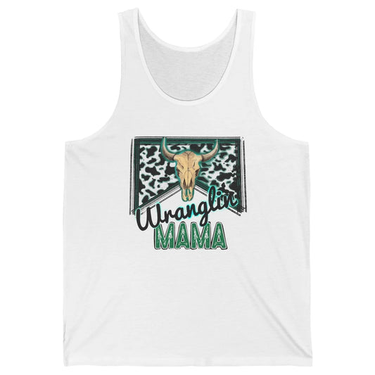 Retro Cowhide Bull Skull Wrangling Mama Western Country Girl Unisex Jersey Tank