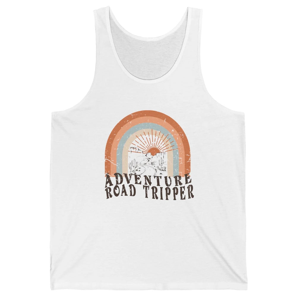 Retro Desert Sunrise Rainbow Adventure Road Tripper Western Unisex Jersey Tank