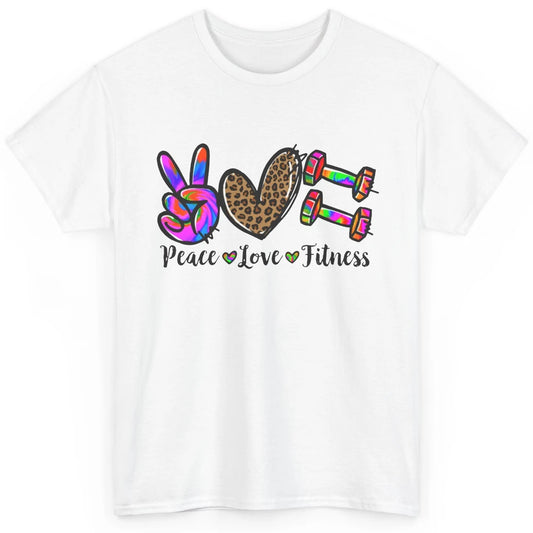 Peace Love Fitness Leopard Tie Dye Workout Gym Trainer Gift Classic Unisex T-Shirt
