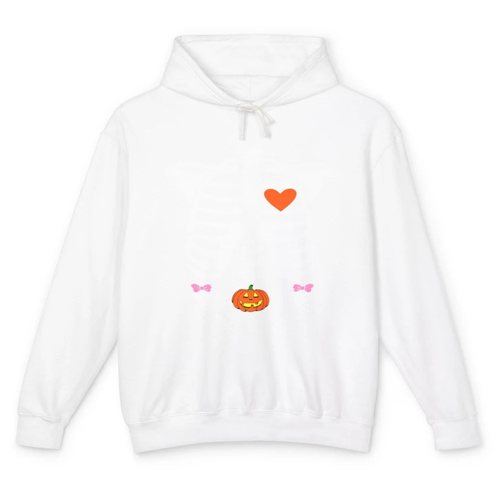 Pregnant Halloween Skeleton Baby Twins Witch Pumpkin Costume Unisex Lightweight Hoodie