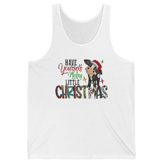 Cow Santa Have Yourself Merry Little Christmas Western Xmas Unisex Jersey Tank