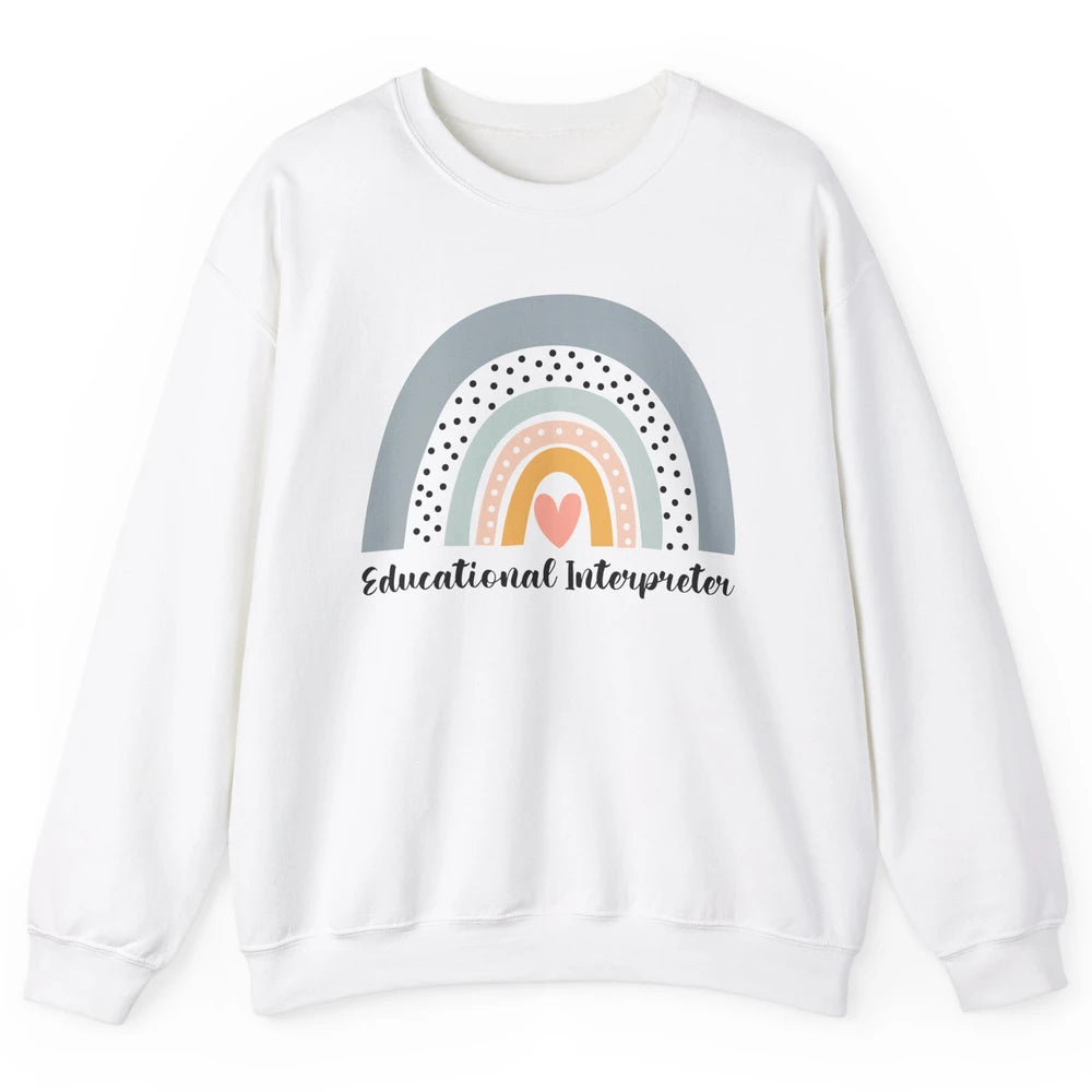 Retro Boho Rainbow Educational Interpreter Back To School Unisex Crewneck Sweatshirt