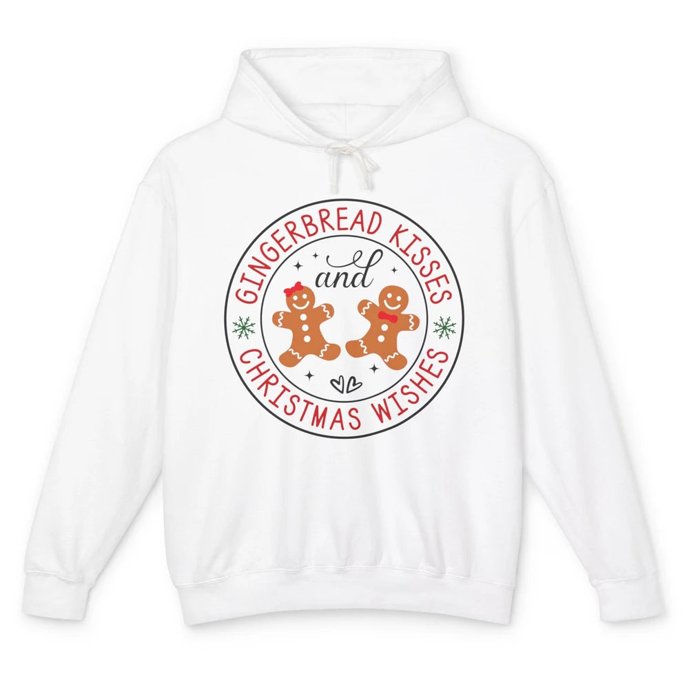 Christmas Gingerbread Kissed And Christmas Wishes Winter Unisex Lightweight Hoodie