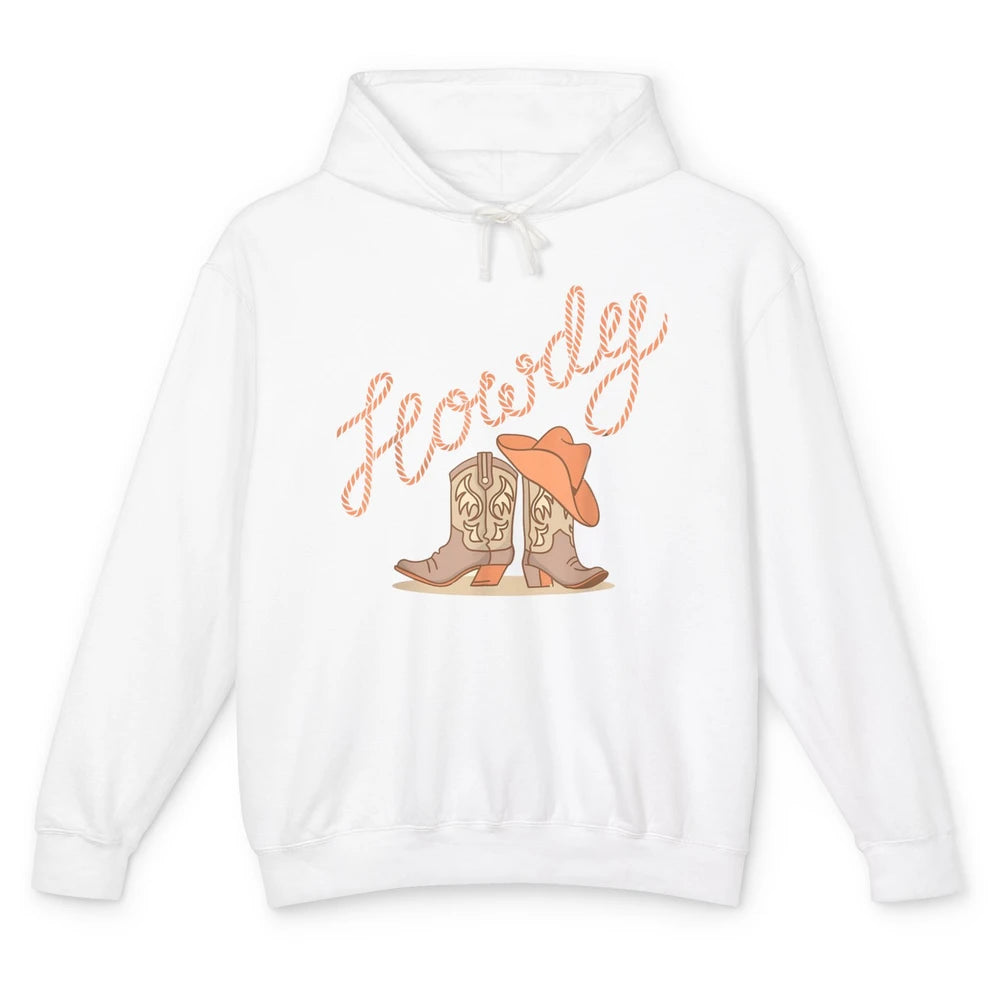 Retro Howdy Cowboy Hat Boots Western Country Cowgirl Music Unisex Lightweight Hoodie
