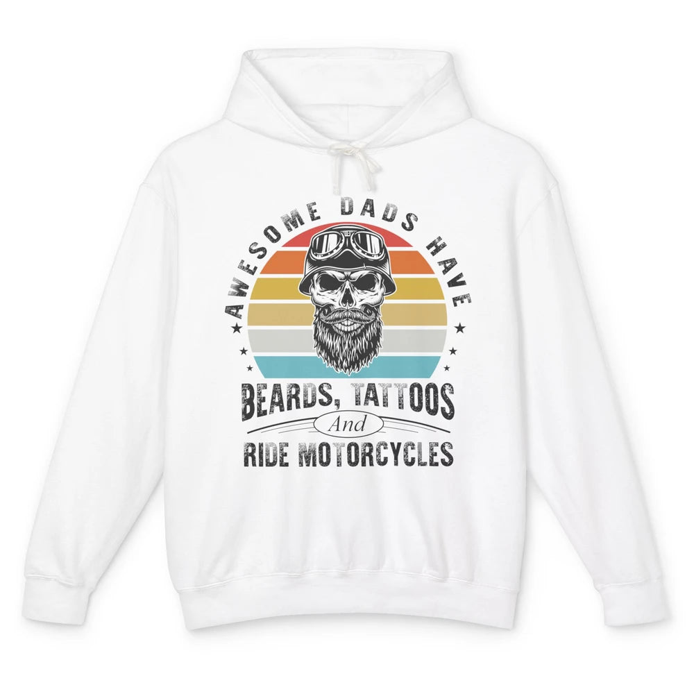 Retro Awesome Dads Have Beards Tattoos And Ride Motorcycles Unisex Lightweight Hoodie