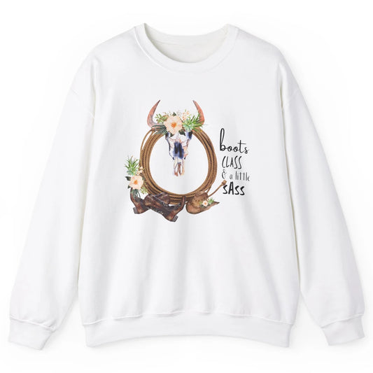 Retro Cowgirl Boots And Hat Boots Class A Little Sass Cowboy Unisex Crewneck Sweatshirt