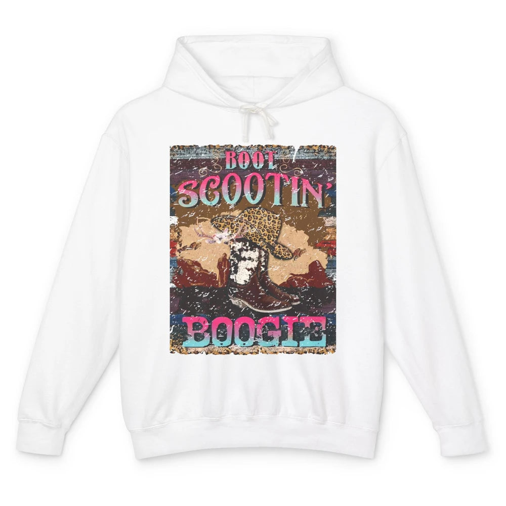 Leopard Cowboy Boots Hat Boot Scootin Boogie Western Country Unisex Lightweight Hoodie