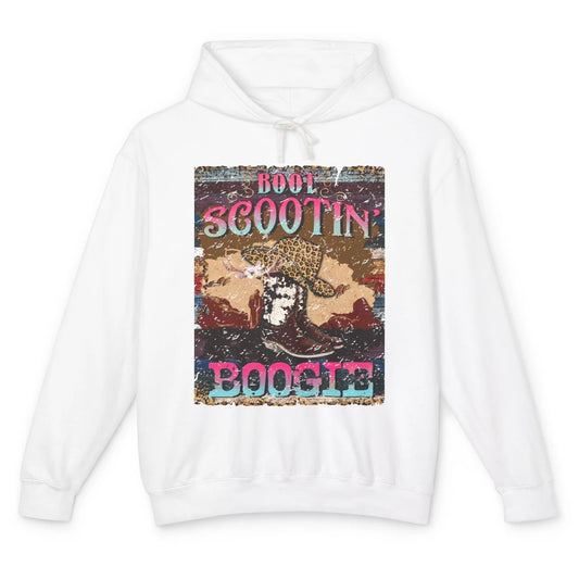 Leopard Cowboy Boots Hat Boot Scootin Boogie Western Country Unisex Lightweight Hoodie