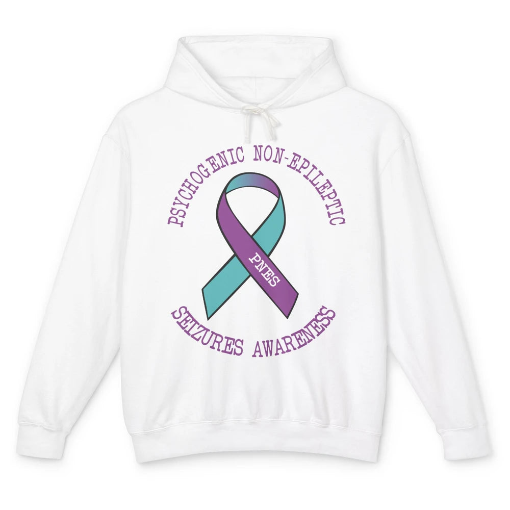 Psychogenic Non-epileptic Seizures PNES Purple Teal Ribbon Unisex Lightweight Hoodie