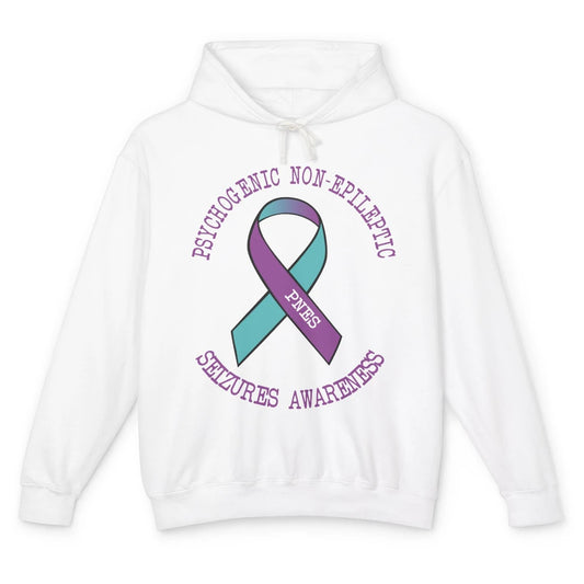 Psychogenic Non-epileptic Seizures PNES Purple Teal Ribbon Unisex Lightweight Hoodie