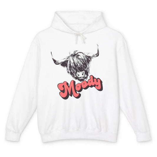 Retro Highland Heifer Moody Southern Cow Head Western Heifer Unisex Lightweight Hoodie