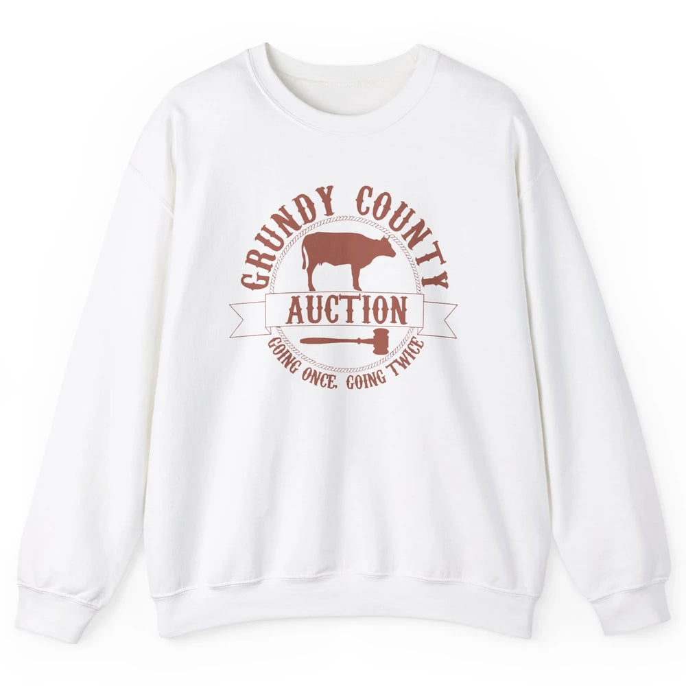 Retro Cow Cattle Grundy County Auction Western Country Farm Unisex Crewneck Sweatshirt