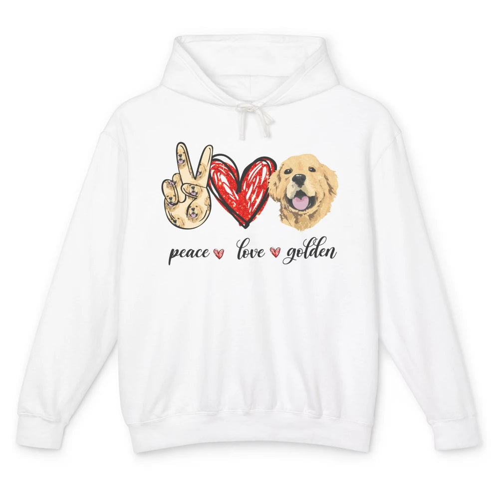 Peace Love Golden Dog Lover Golden Retriever Dad Mom Gift Unisex Lightweight Hoodie