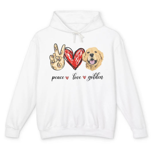 Peace Love Golden Dog Lover Golden Retriever Dad Mom Gift Unisex Lightweight Hoodie