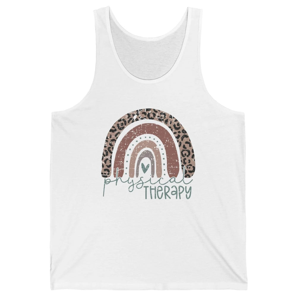 Retro Physical Therapy Rainbow Physical Therapist PT Leopard Unisex Jersey Tank